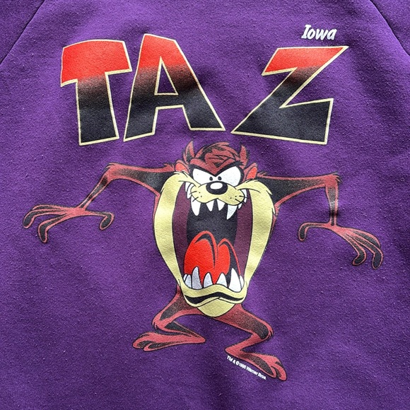 VTG 90’s 1995 Taz Tasmanian Devil Looney Tunes Warner Crew Neck Sweatshirt XL - Picture 3 of 8